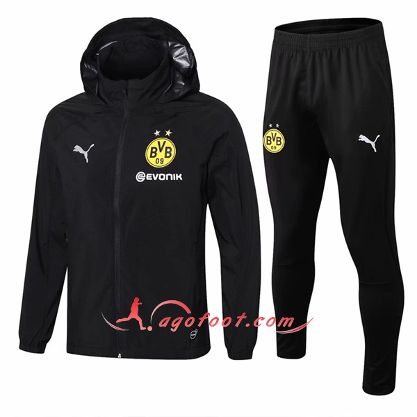 Ensemble Sweat A Capuche Survetement Dortmund BVB Noir Floqué 2018 2019