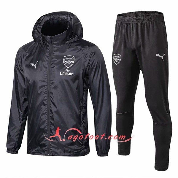 Ensemble Sweat A Capuche Survetement Arsenal foncé Gris Floqué 2018 2019