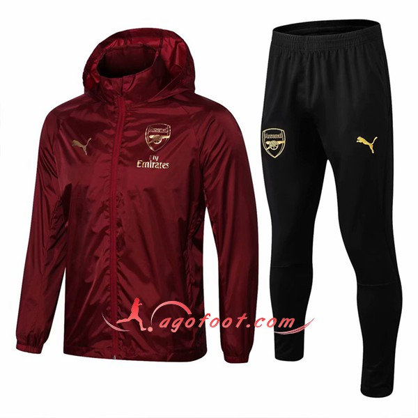 Ensemble Sweat A Capuche Survetement Arsenal Rouge Floqué 2018 2019
