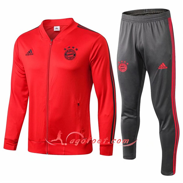 Nouveau Survetement De Foot Bayern Munich Rouge Noir Floqué 2018 2019