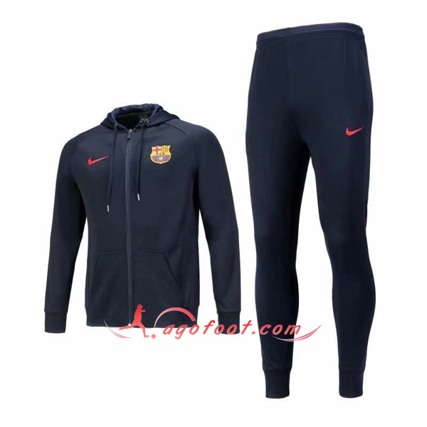 Ensemble Sweat A Capuche Survetement FC Barcelone Noir Floqué 2018 2019