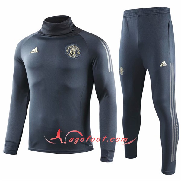 Nouveau Survetement De Foot Manchester United Gris High Collar Floqué 2018 2019