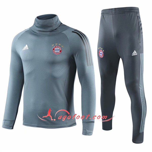 Nouveau Survetement De Foot Bayern Munich Gris High Collar Floqué 2018 2019