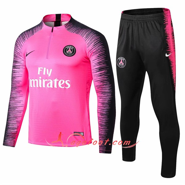 Nouveau Survetement De Foot PSG Rose Noir Floqué 2018 2019