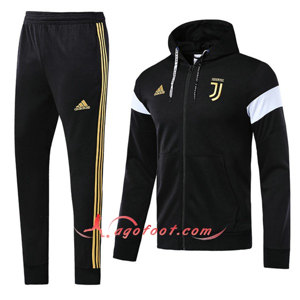 Ensemble Sweat A Capuche Survetement Juventus Noir -03 Floqué 2018 2019