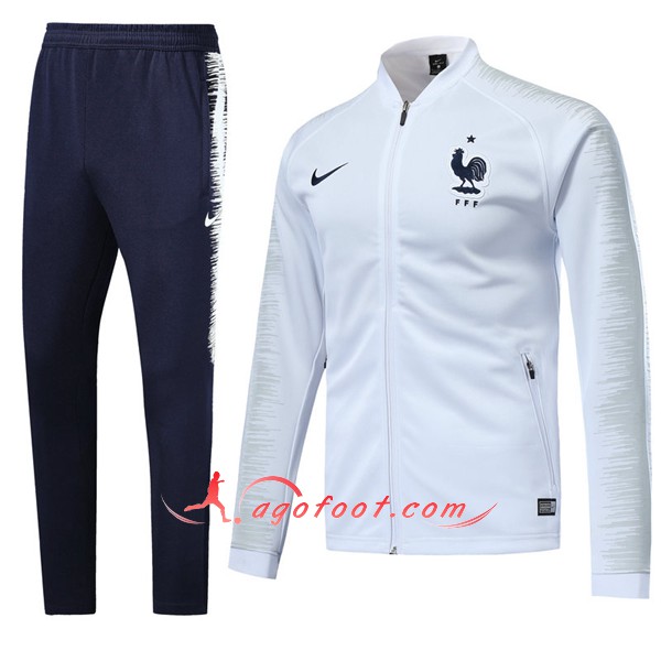 Nouveau Survetement De Foot France Blanc Floqué 2018 2019