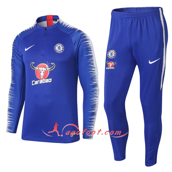 Ensemble Survetement De Foot FC Chelsea Track Bleu Floqué 2018 2019