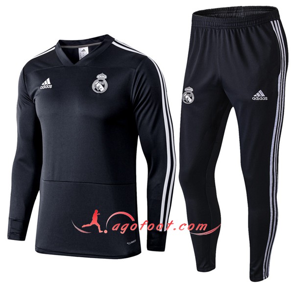 Nouveau Survetement De Foot Real Madrid Noir Floqué 2018 2019