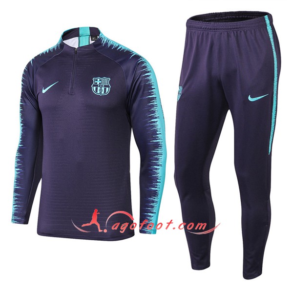 Nouveau Survetement De Foot FC Barcelone Noir Bleu Floqué 2018 2019