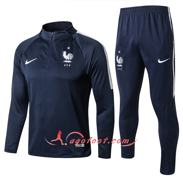 Nouveau Survetement De Foot France Bleu Marine Floqué 2018 2019