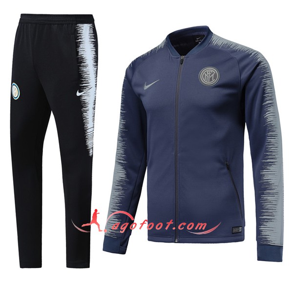 Nouveau Survetement De Foot Inter Milan Bleu Gris Floqué 2018 2019
