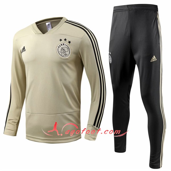 Nouveau Survetement De Foot AFC Ajax Jaune -01 Floqué 2018 2019
