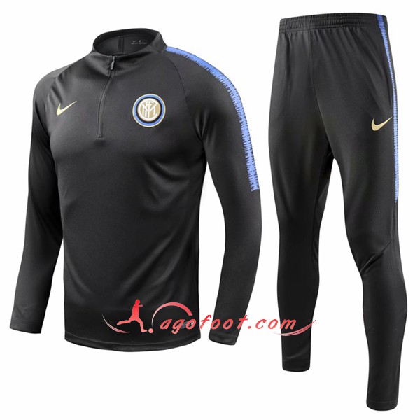 Nouveau Survetement De Foot Inter Milan Noir Bleu Floqué 2018 2019