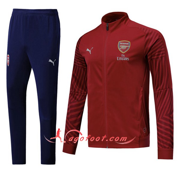 Nouveau Survetement De Foot Arsenal Rouge -01 Floqué 2018 2019