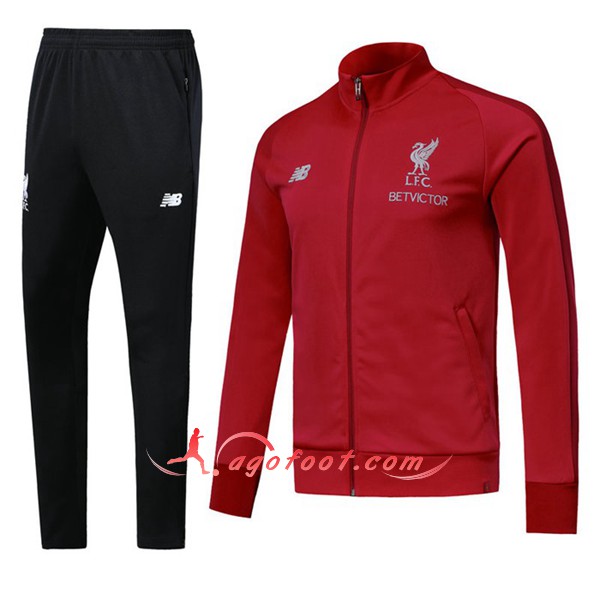 Nouveau Survetement De Foot FC Liverpool Rouge Noir Floqué 2018 2019