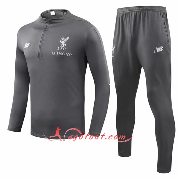 Nouveau Survetement De Foot FC Liverpool Gris Floqué 2018 2019