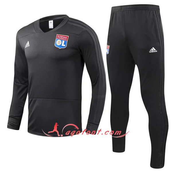 Nouveau Survetement De Foot Lyon OL Noir Floqué 2018 2019
