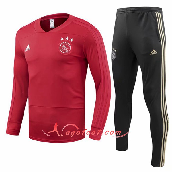 Nouveau Survetement De Foot AFC Ajax Rouge Floqué 2018 2019
