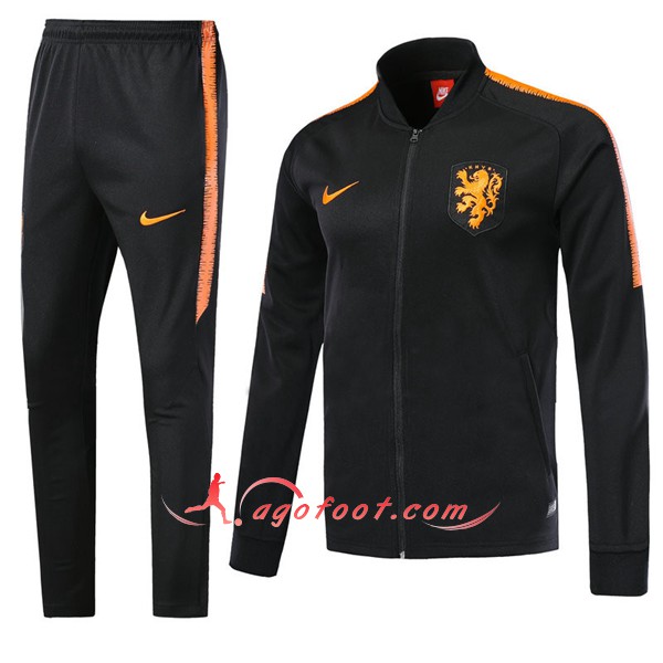Nouveau Survetement De Foot Pays-Bas Noir Floqué 2018 2019
