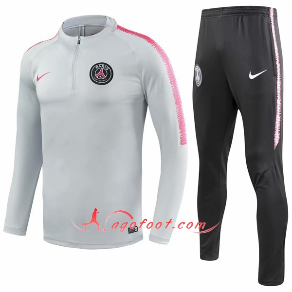 Nouveau Survetement De Foot PSG Gris Blanc Floqué 2018 2019