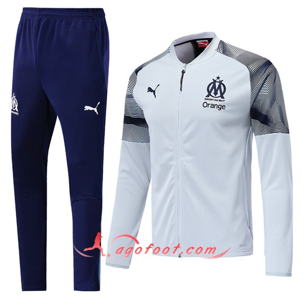 Nouveaux Survetement De Foot - Veste Marseille OM Blanc Floqu?� 2019/20 Pas Chere
