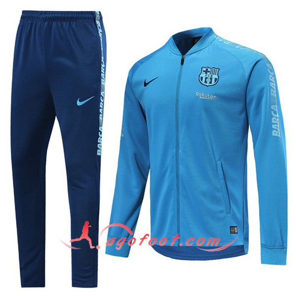 Ensemble Survetement Foot Veste Barcelone Bleu Floqué 2019 2020