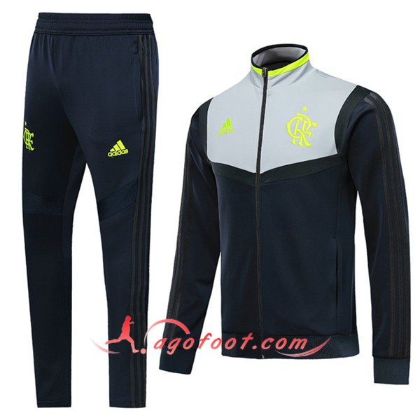 Nouveau Survetement De Foot - Veste Flamengo Bleu Fonce Gris 2019 2020
