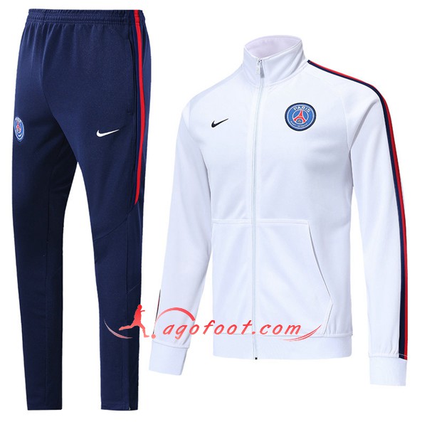 Nouveau Survetement De Foot - Veste PSG Blanc Floqué 2019 2020