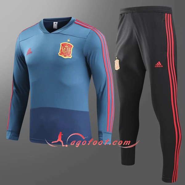 Nouveau Survetement De Foot Espagne Enfant Bleu Floqué 2018 2019