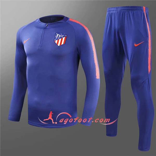 Nouveau Survetement De Foot Atletico Madrid Enfant Bleu Floqué 2018 2019