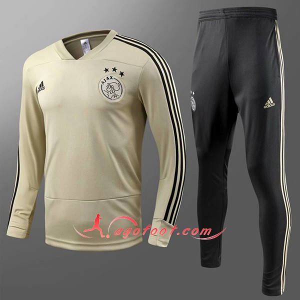 Nouveau Survetement De Foot AFC Ajax Enfant Jaune Floqué 2018 2019