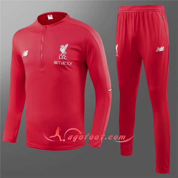 Nouveau Survetement De Foot FC Liverpool Enfant Rouge Floqué 2018 2019