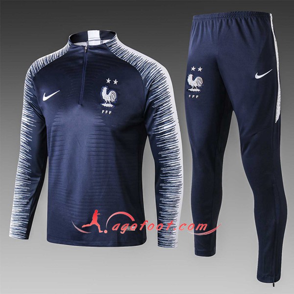 Nouveau Survetement De Foot France 2 Etoiles Enfant foncé Bleu Blanc 2018 2019