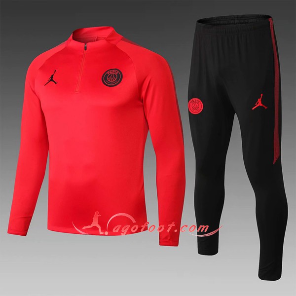 Nouveau Survetement De Foot Jordan PSG Enfant Rouge -01 Floqué 2018 2019