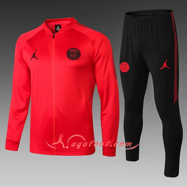Nouveau Survetement De Foot Jordan PSG Enfant Rouge -02 Floqué 2018 2019