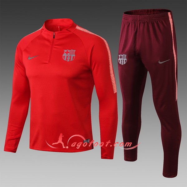 Nouveau Survetement De Foot FC Barcelone Enfant Rouge Floqué 2018 2019