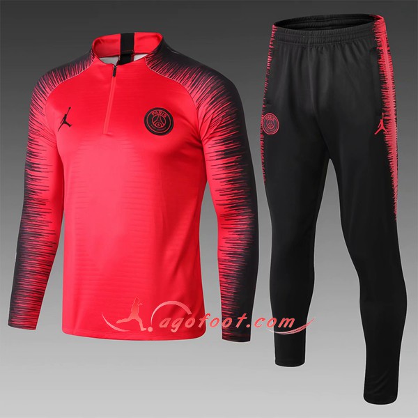 Nouveau Survetement De Foot Jordan PSG Enfant Rouge Noir Floqué 2018 2019