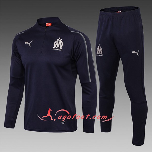 Nouveau Survetement De Foot Marseille OM Enfant foncé Bleu Floqué 2018 2019