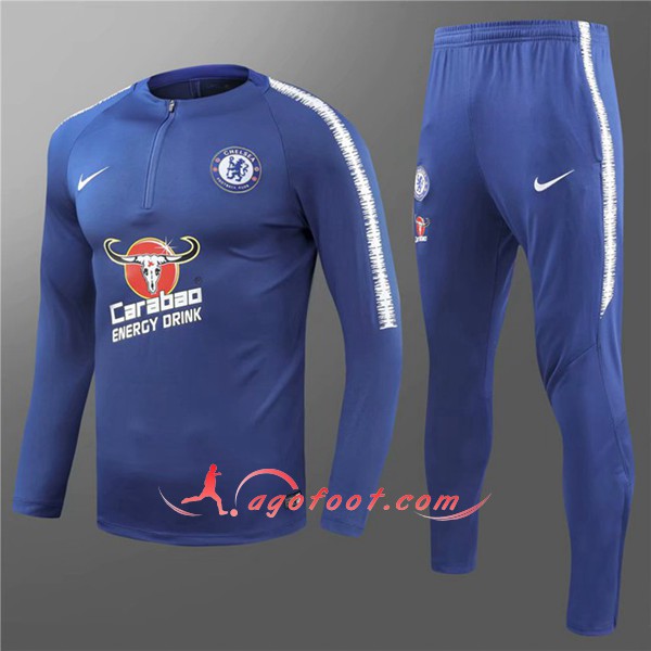 Nouveau Survetement De Foot FC Chelsea Enfant Bleu Floqué 2018 2019