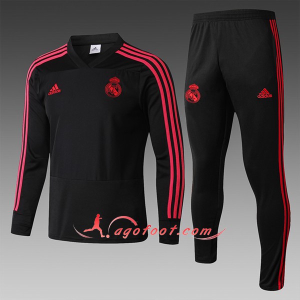 Nouveau Survetement De Foot Real Madrid Enfant Noir Rouge Floqué 2018 2019