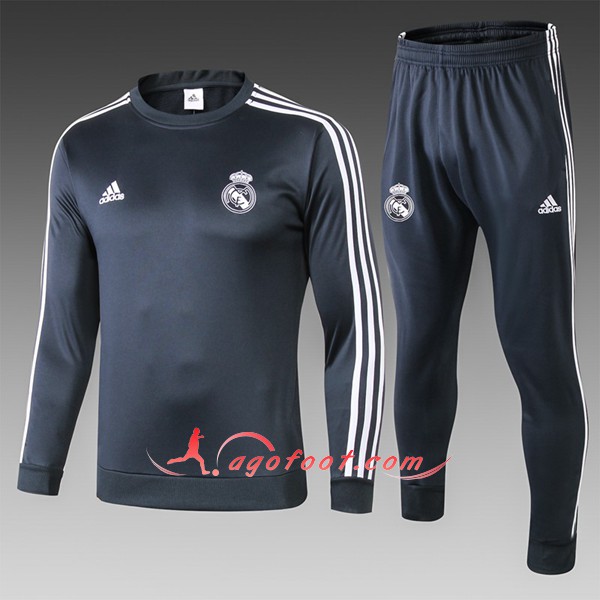 Nouveau Survetement De Foot Real Madrid Enfant foncé Bleu Floqué 2018 2019