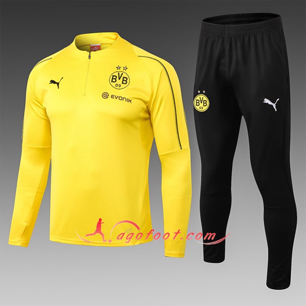 Nouveau Survetement De Foot Dortmund BVB Enfant Jaune Floqué 2018 2019