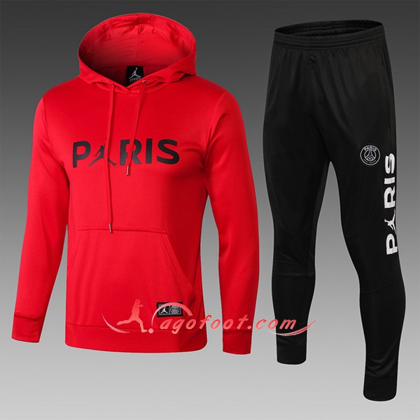 Ensemble Sweat A Capuche Survetement Jordan PSG Enfant Rouge Bas Floqué 2018 2019