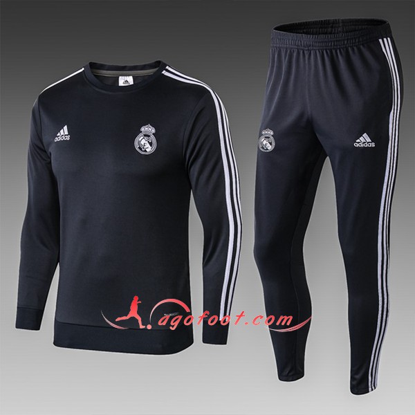 Nouveau Survetement De Foot Real Madrid Enfant Noir Floqué 2018 2019