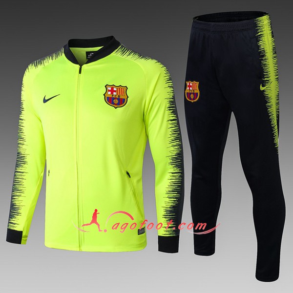 Nouveau Survetement De Foot FC Barcelone Enfant Verte Noir Floqué 2018 2019