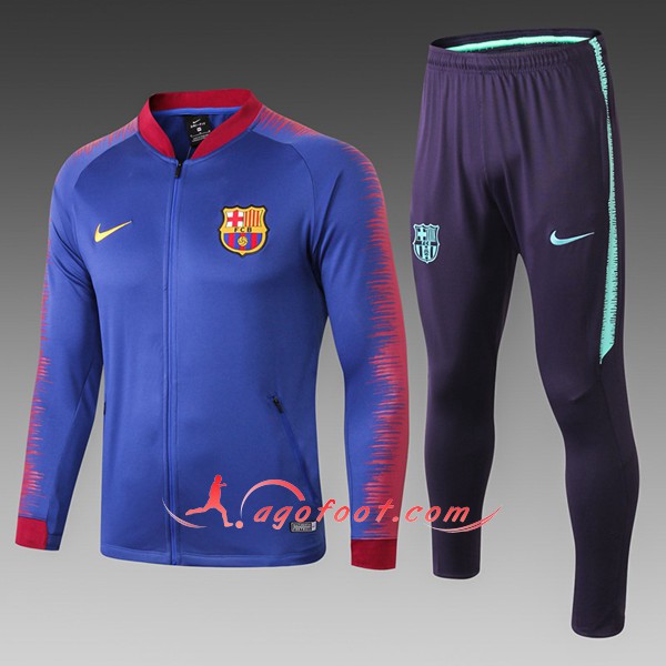 Nouveau Survetement De Foot FC Barcelone Enfant Bleu Rouge Floqué 2018 2019