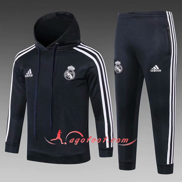 Ensemble Sweat A Capuche Survetement Real Madrid Enfant Noir Floqué 2018 2019