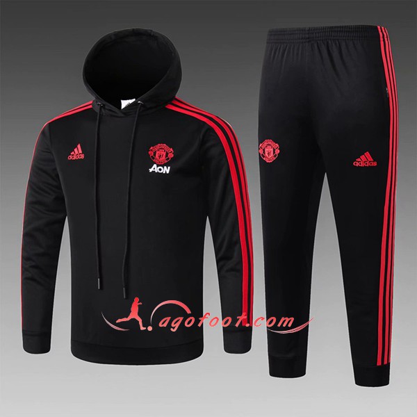 Ensemble Sweat A Capuche Survetement Manchester United Enfant Noir Floqué 2018 2019