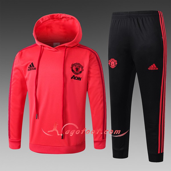 Ensemble Sweat A Capuche Survetement Manchester United Enfant Rouge Floqué 2018 2019
