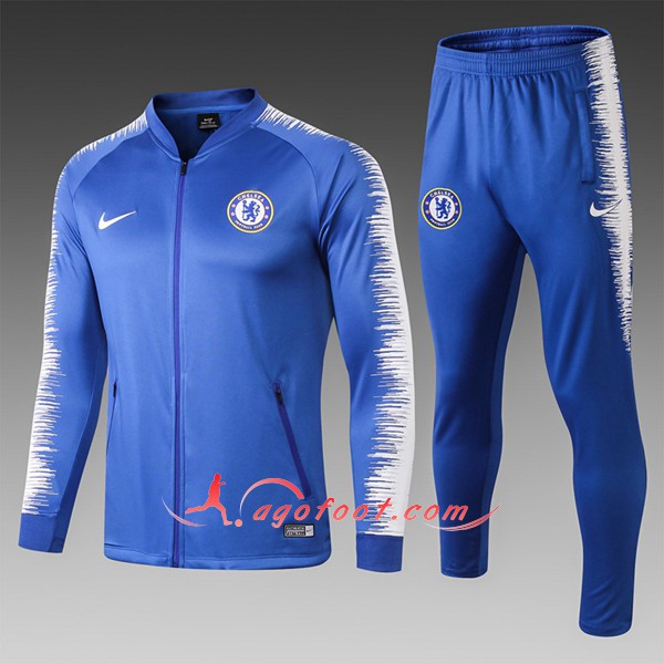 Nouveau Survetement De Foot FC Chelsea Enfant Bleu Blanc Floqué 2018 2019